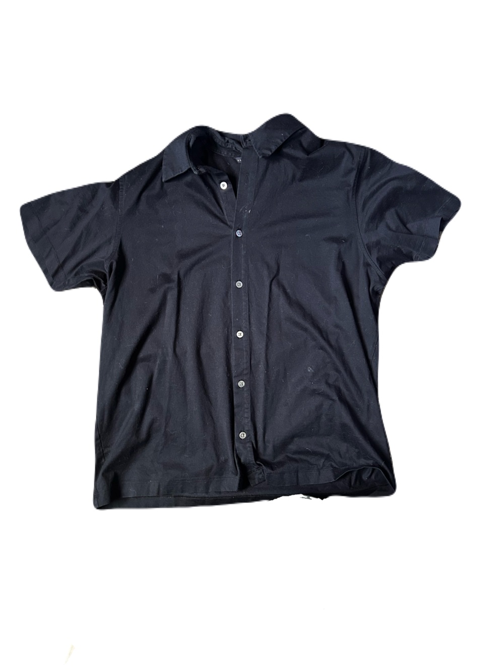Banana Republic Black Short-Sleeve Button-Down Shirt